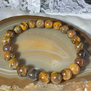 Natural Tiger Eye Gemstone Stretch Bracelet